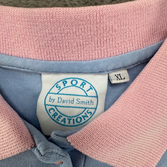 Sport by David Smith Creations Womens Blue Pink Rose Embroidered Polo Shirt XL - Picture 4 of 12